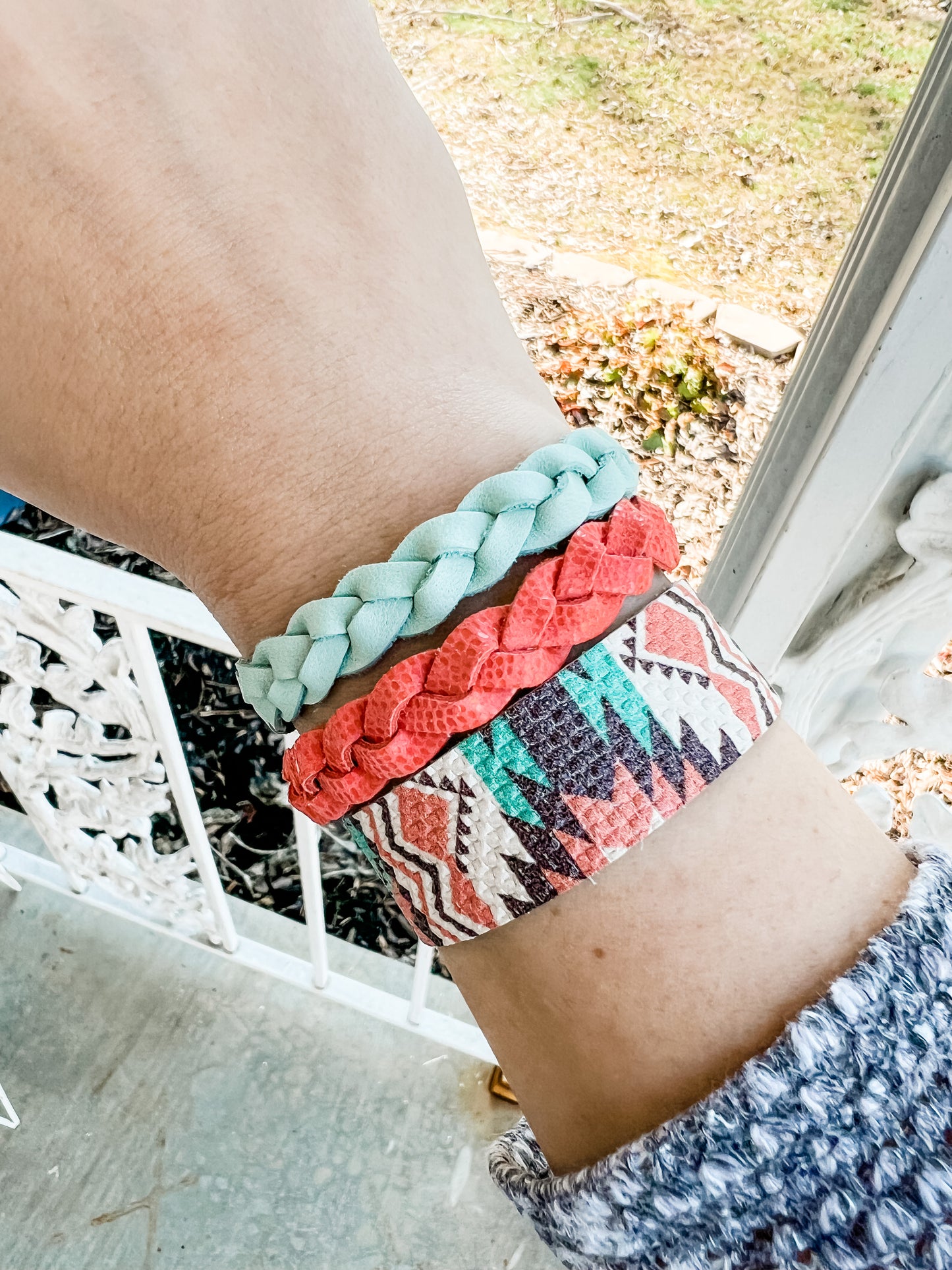 Leather Bracelet / Slim Cuff / Santa Fe Sunrise