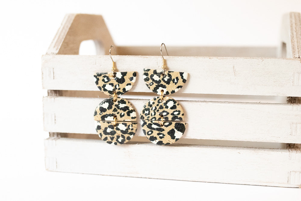 Leather Earrings / Mila / Wildcat Cork