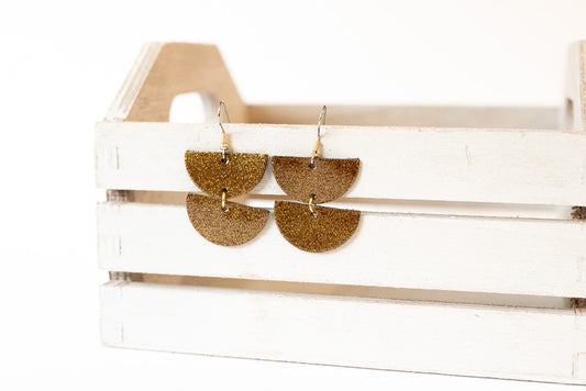 Leather Earrings / Demi Luna / Pyrite