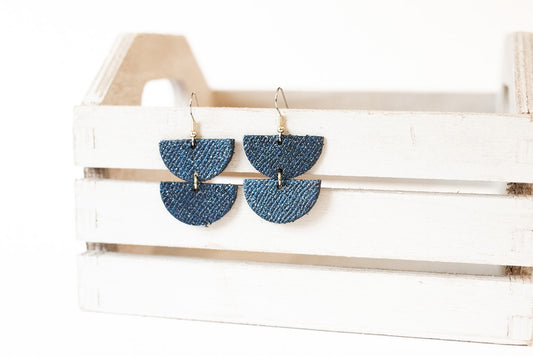 Leather Earrings / Demi Luna / Midnight Twinkle