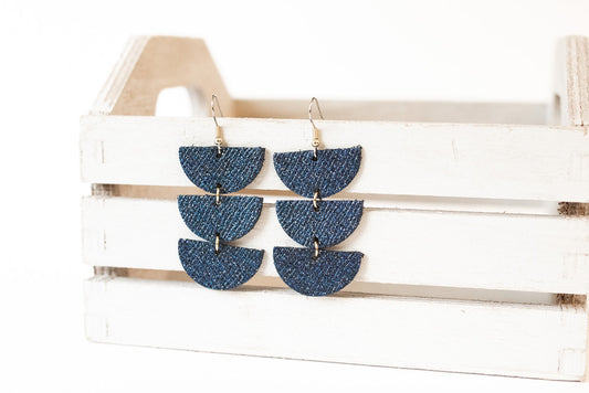 Leather Earrings / Tri Luna / Midnight Twinkle