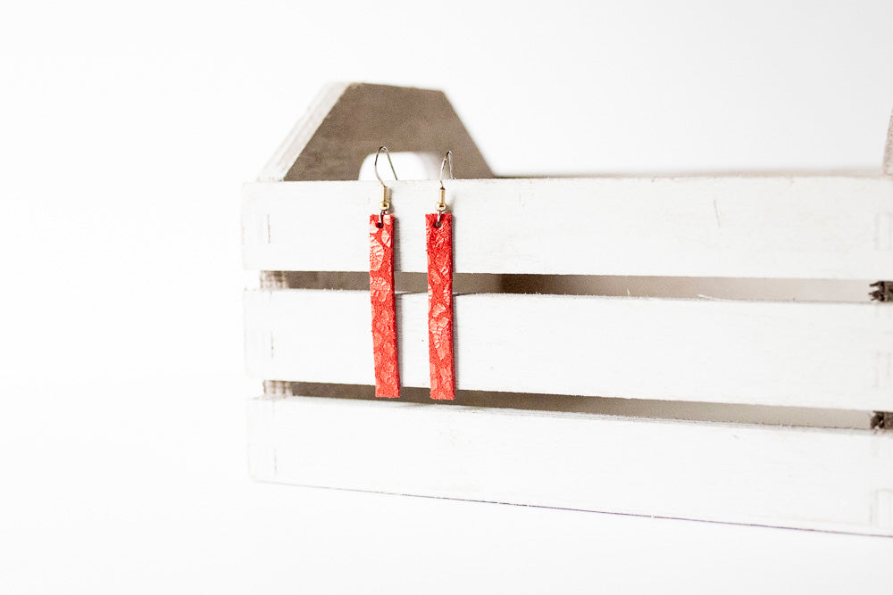 Leather Earrings / Simple / Red Leopard