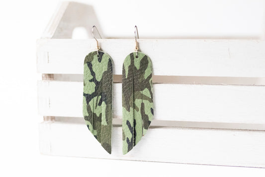 Leather Earrings / Fringe / Camo