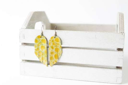 Leather Earrings / Mini Fringe / Candied Citrine