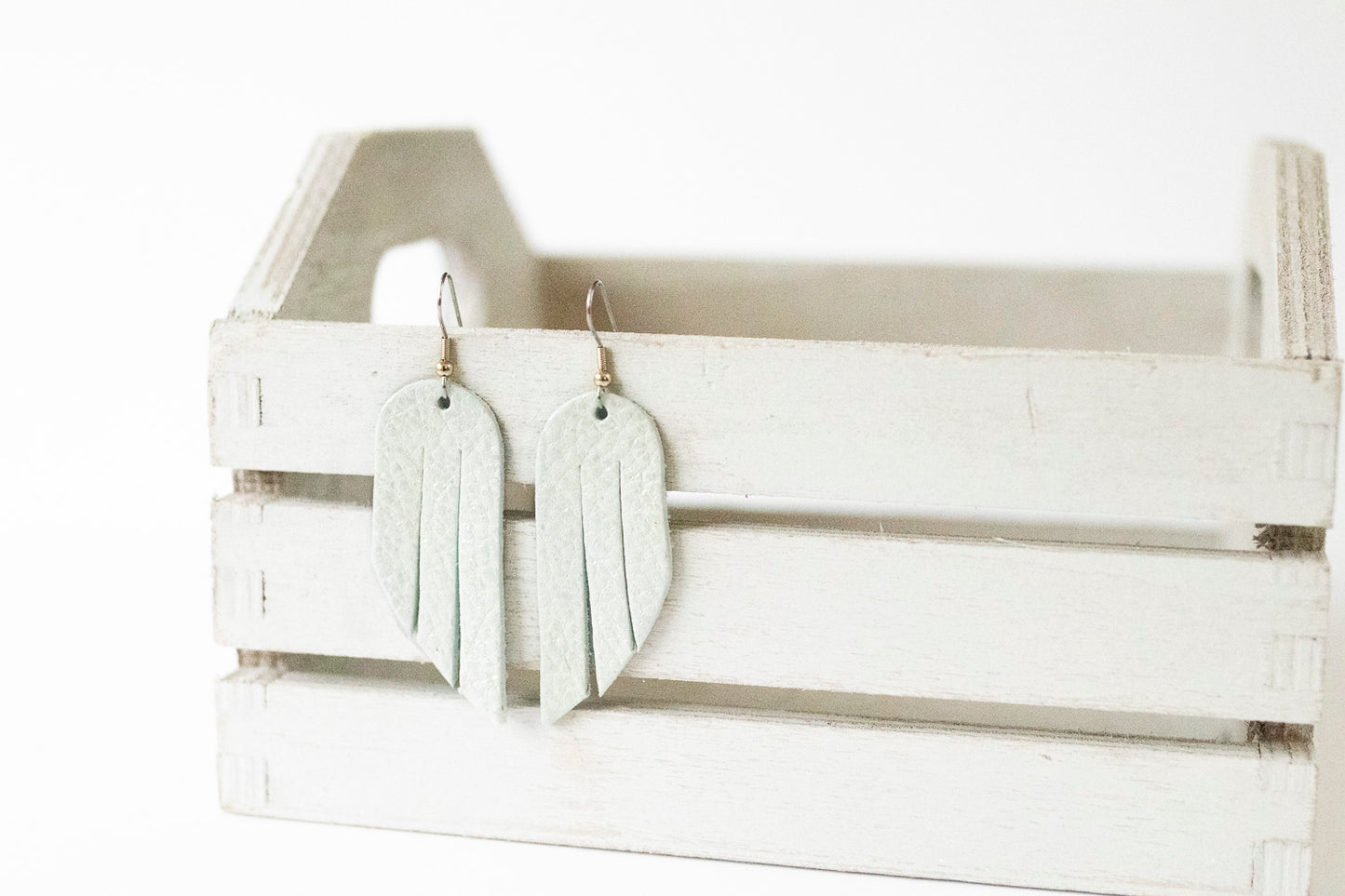 Leather Earrings / Mini Fringe / Pastel Cloud