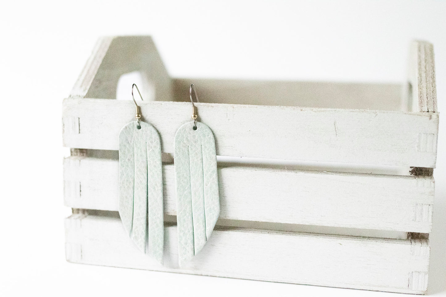 Leather Earrings / Fringe / Pastel Cloud