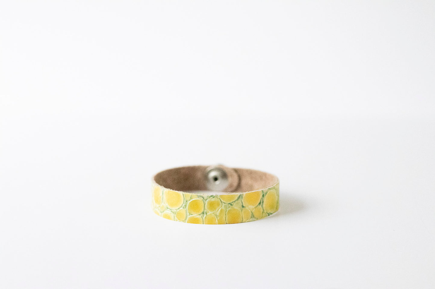 Leather Bracelet / Skinny Slim Cuff / Candied Citrine