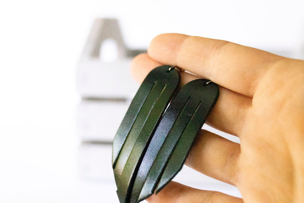Leather Earrings / Mini Fringe / Metallic Black