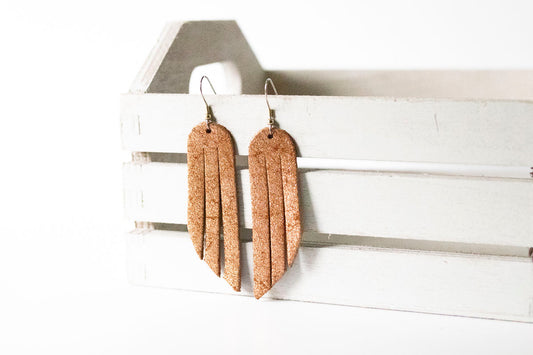 Leather Earrings / Fringe / Copper Penny