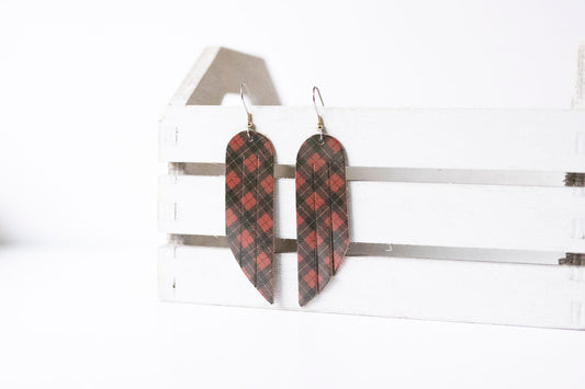 Leather Earrings / Fringe / Tartan