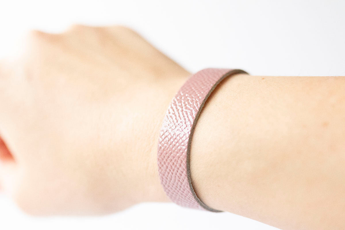 Leather Bracelet / Skinny Slim Cuff / Desert Rose