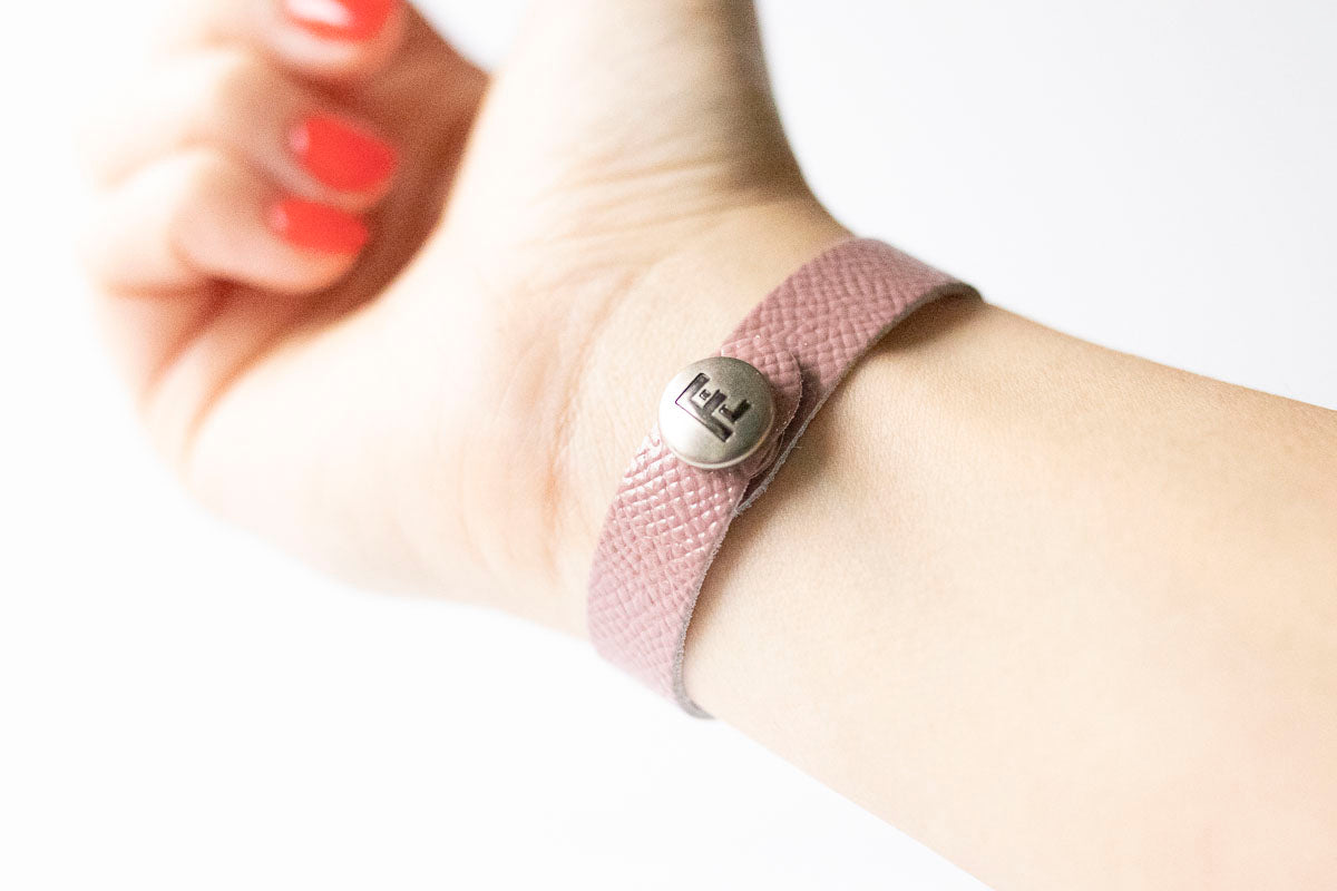Leather Bracelet / Skinny Slim Cuff / Desert Rose