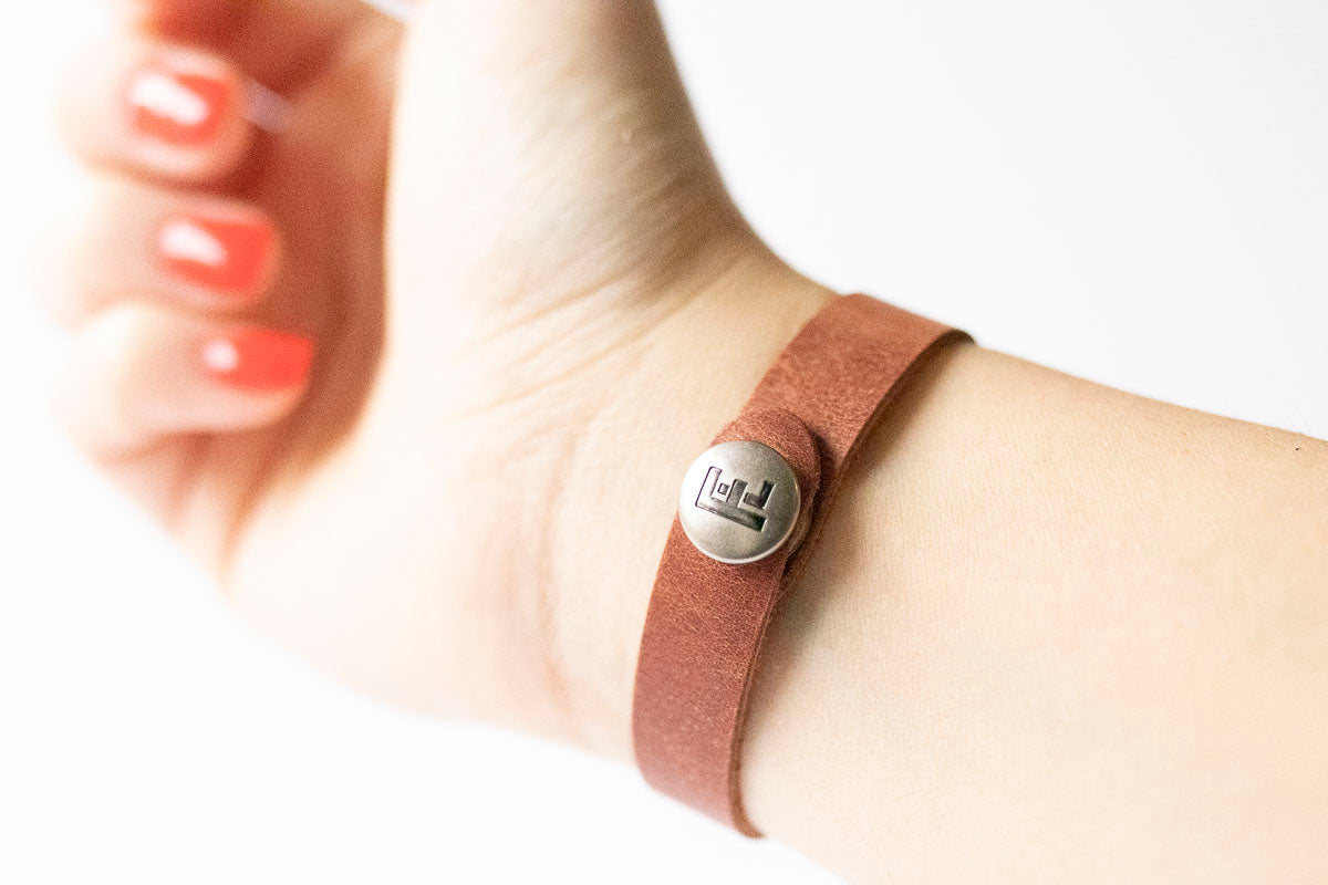 Leather Bracelet / Skinny Slim Cuff / Clay