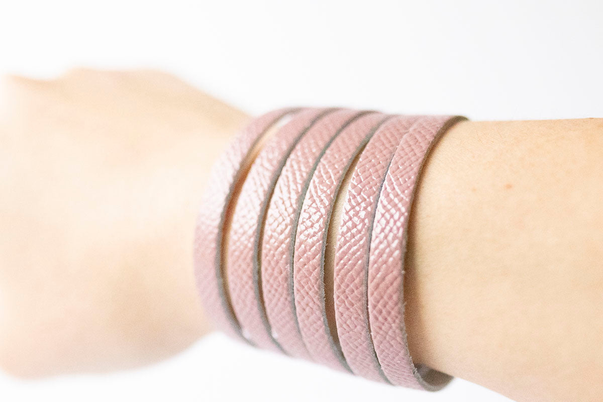 Leather Bracelet / Original Sliced Cuff / Desert Rose