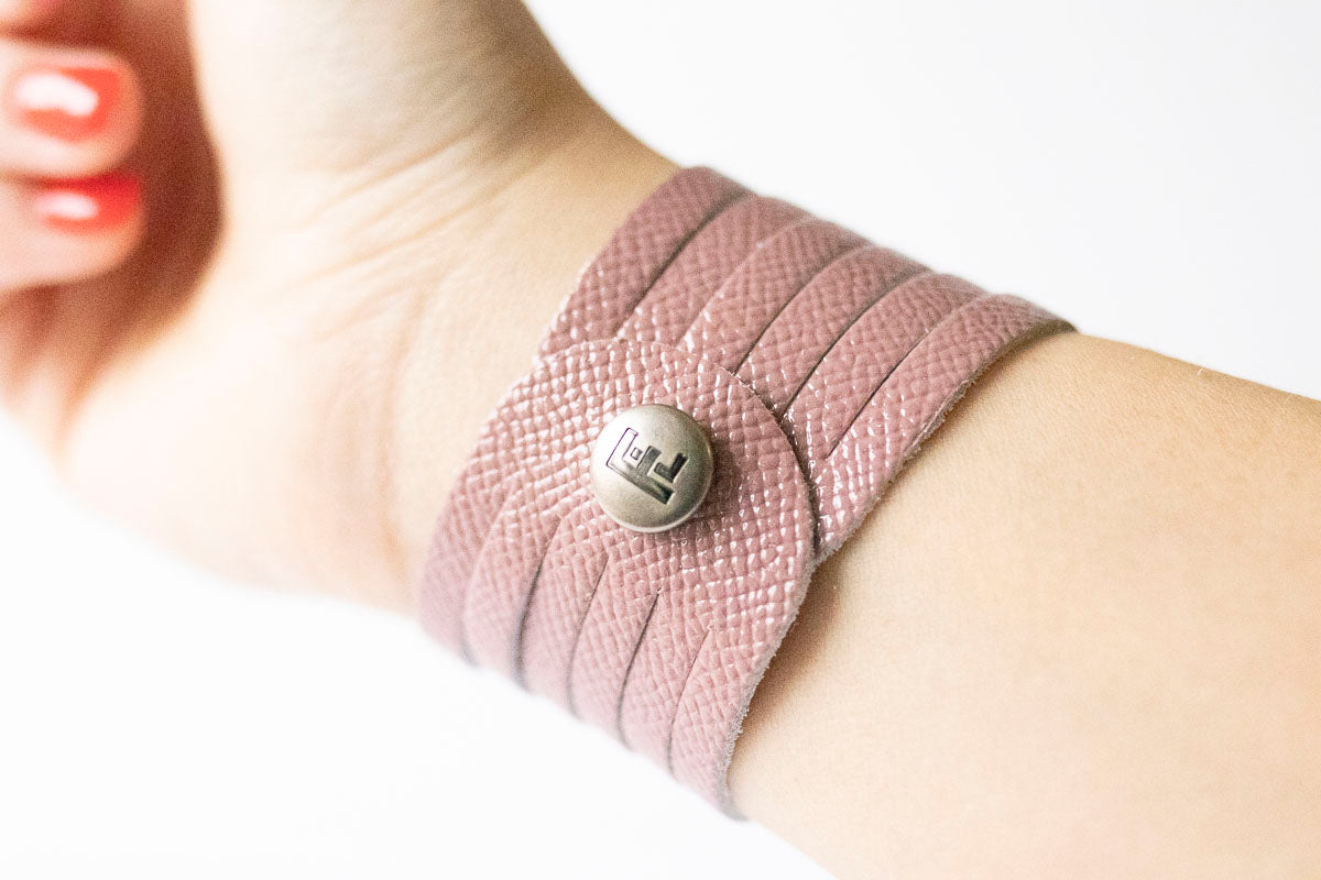 Leather Bracelet / Original Sliced Cuff / Desert Rose