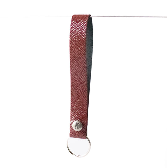 Leather Wristlet Keychain / Snap Loop / Cherry Sage
