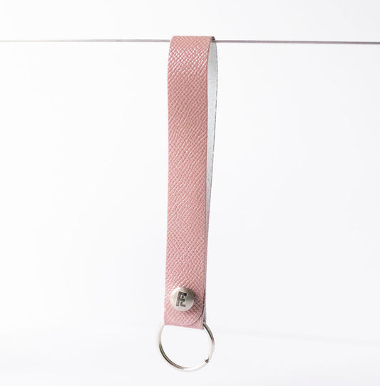 Leather Wristlet Keychain / Snap Loop / Desert Rose