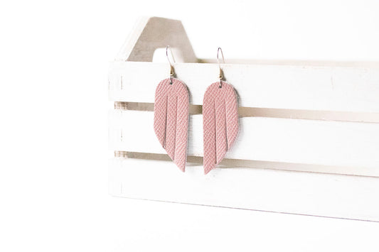 Leather Earrings / Mini Fringe / Desert Rose
