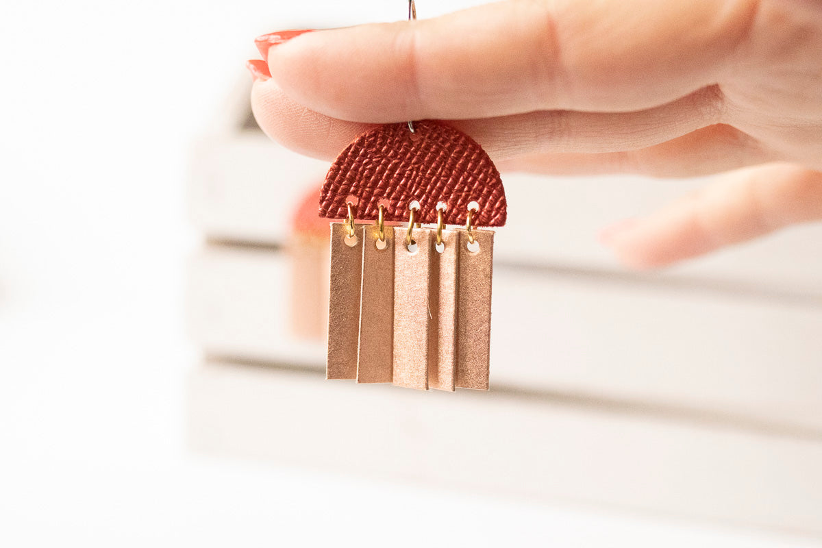 Leather Earrings / Cinque Luci / Fire Opal Shimmer