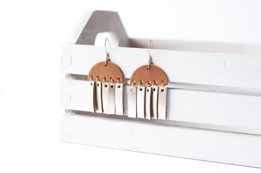 Leather Earrings / Cinque Luci / Nubuck Saddle