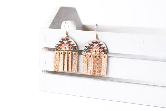 Leather Earrings / Cinque Luci / Santa Fe Sunrise