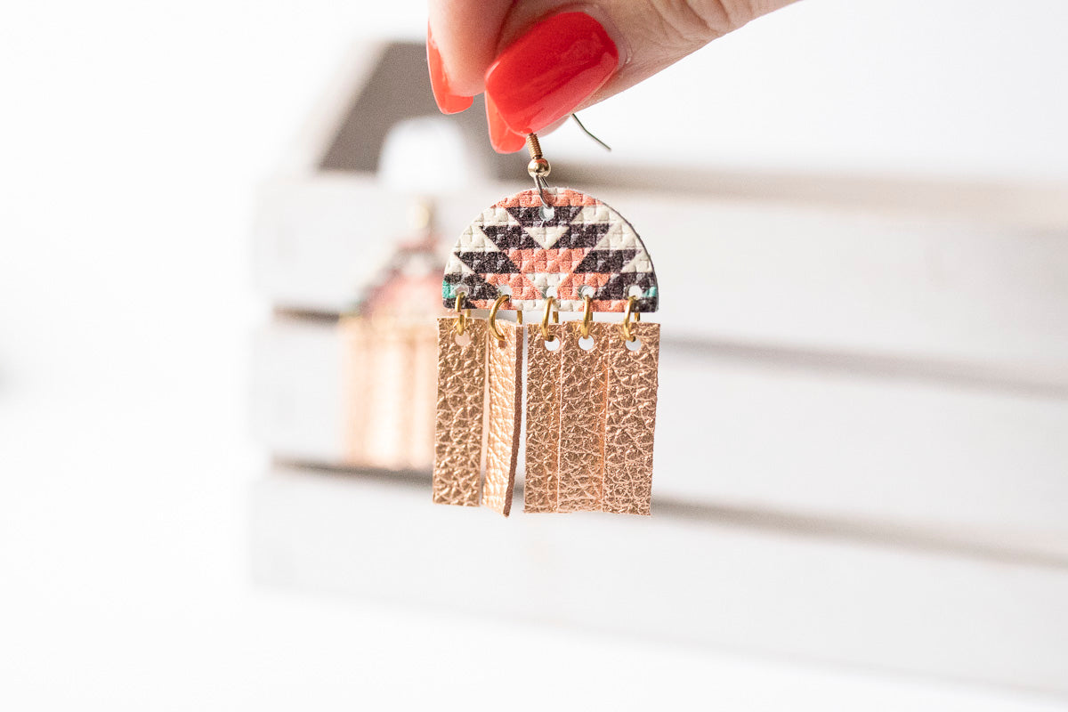 Leather Earrings / Cinque Luci / Santa Fe Sunrise