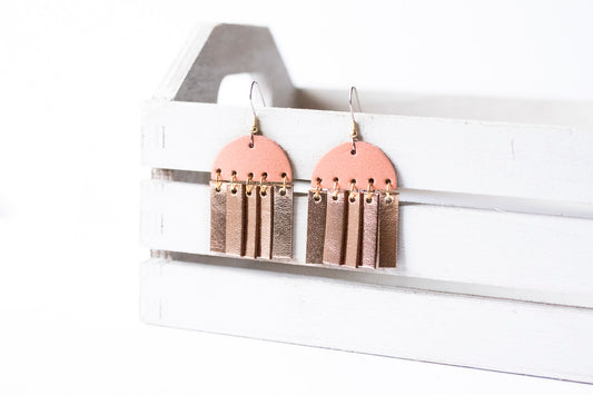 Leather Earrings / Cinque Luci / Smooth Rose