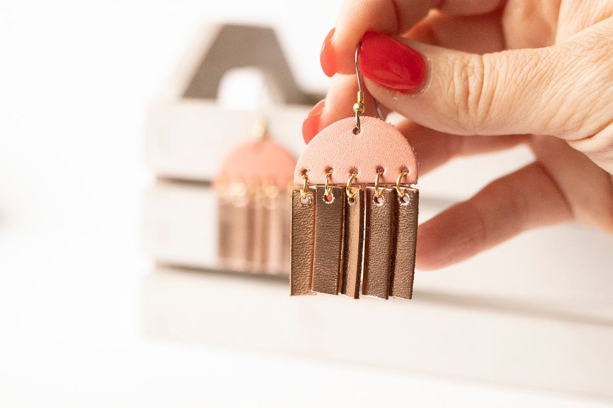 Leather Earrings / Cinque Luci / Smooth Rose
