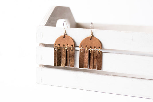 Leather Earrings / Cinque Luci / Washed Tan