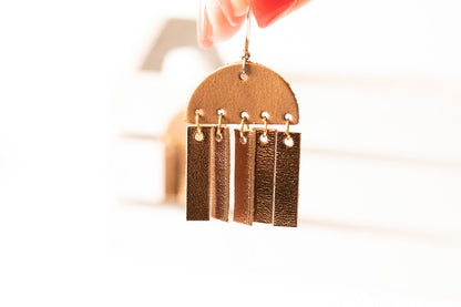 Leather Earrings / Cinque Luci / Washed Tan