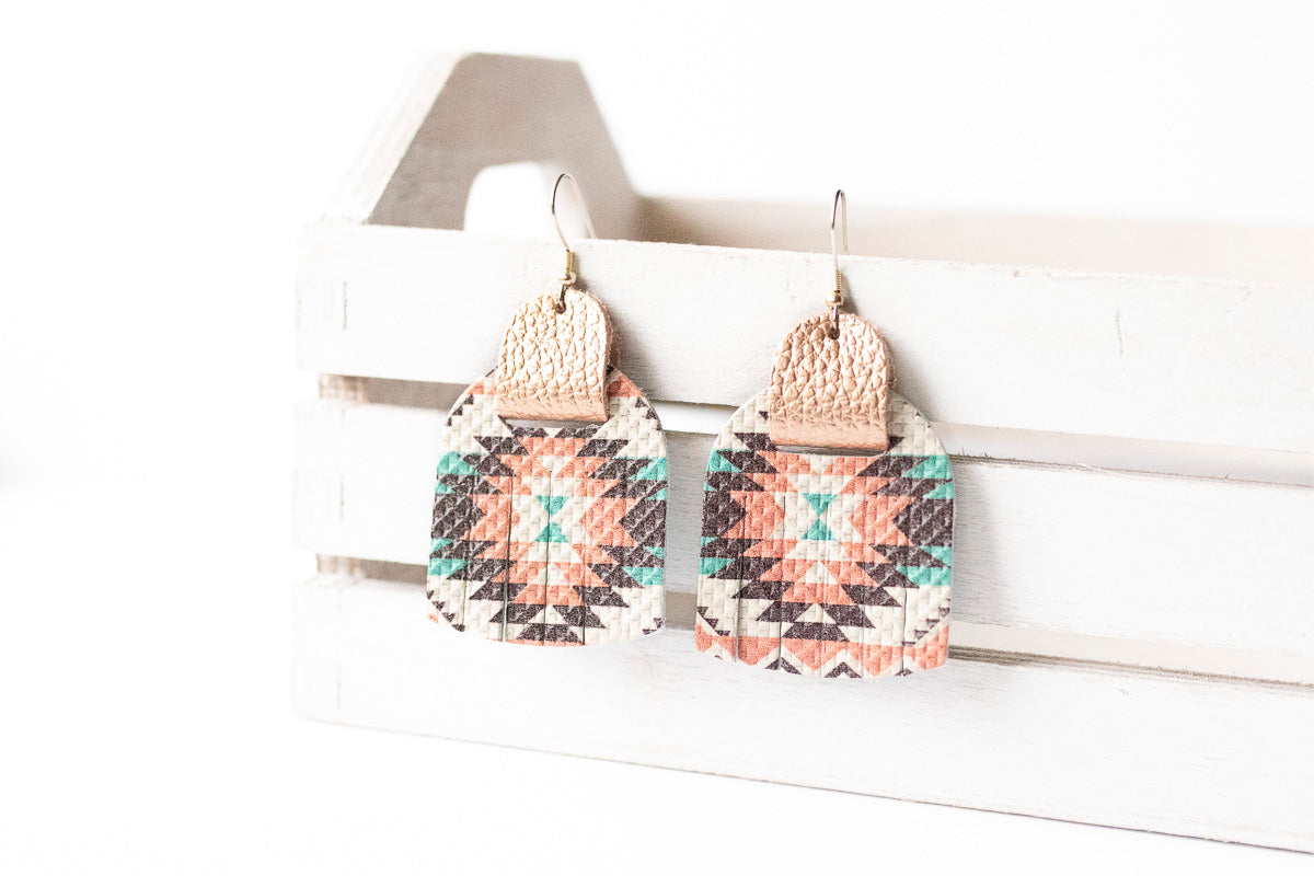 Leather Earrings / Fringies / Santa Fe Sunrise & Soft Copper