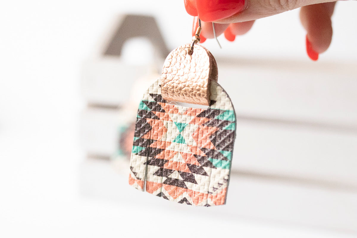 Leather Earrings / Fringies / Santa Fe Sunrise & Soft Copper