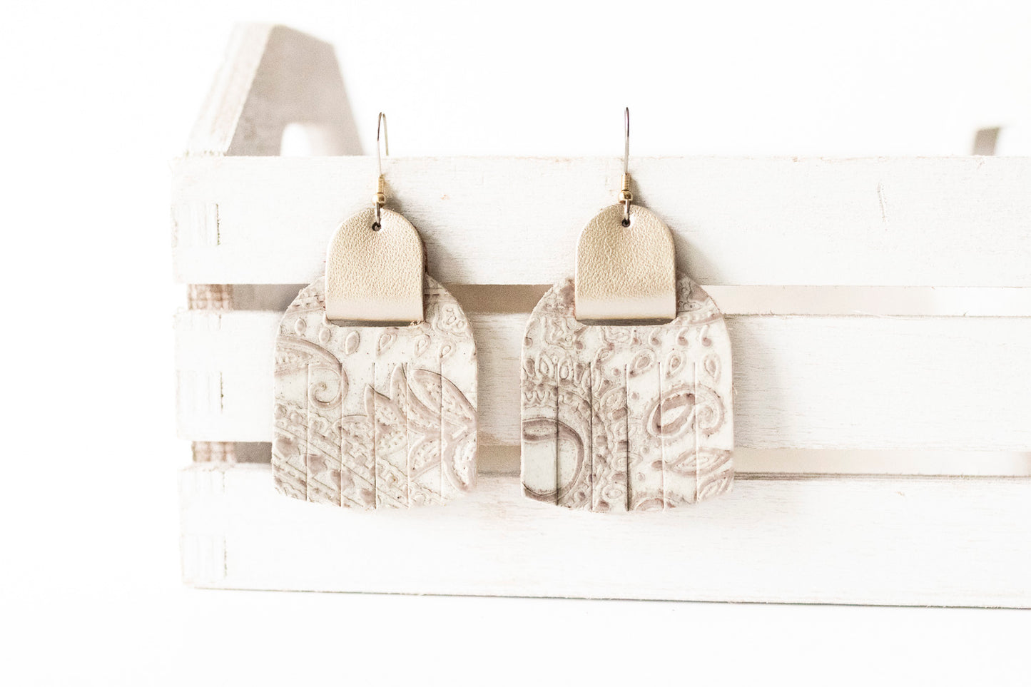 Leather Earrings / Fringies / Western Wedding & Metallic Platinum