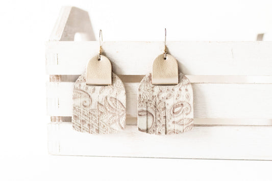 Leather Earrings / Fringies / Western Wedding & Metallic Platinum