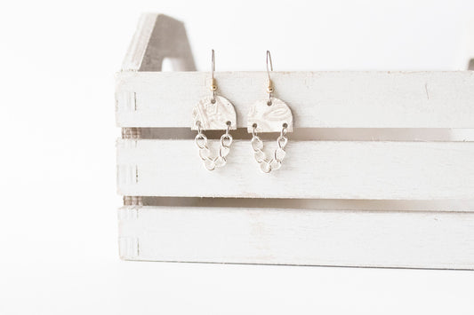 Leather Earrings / Mini Chain Drop / Western Wedding