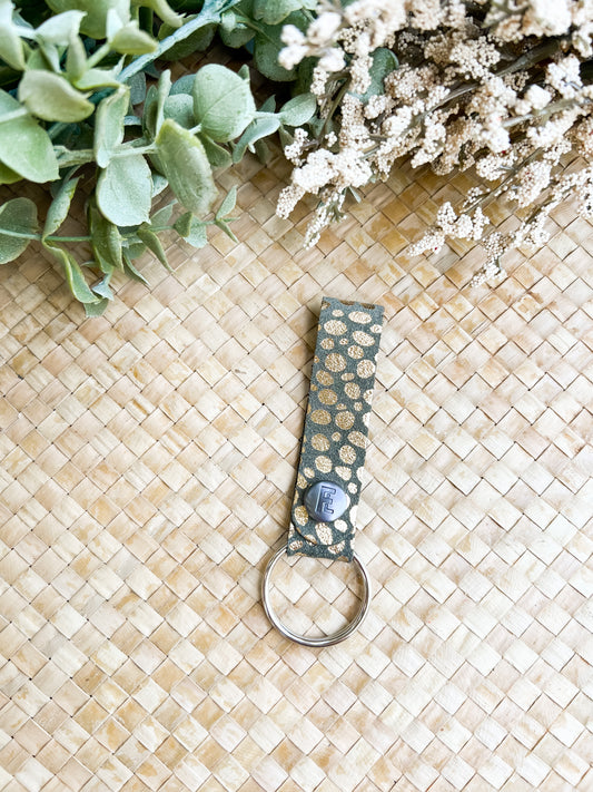 Leather Keychain / Snap Loop / Golden Fern