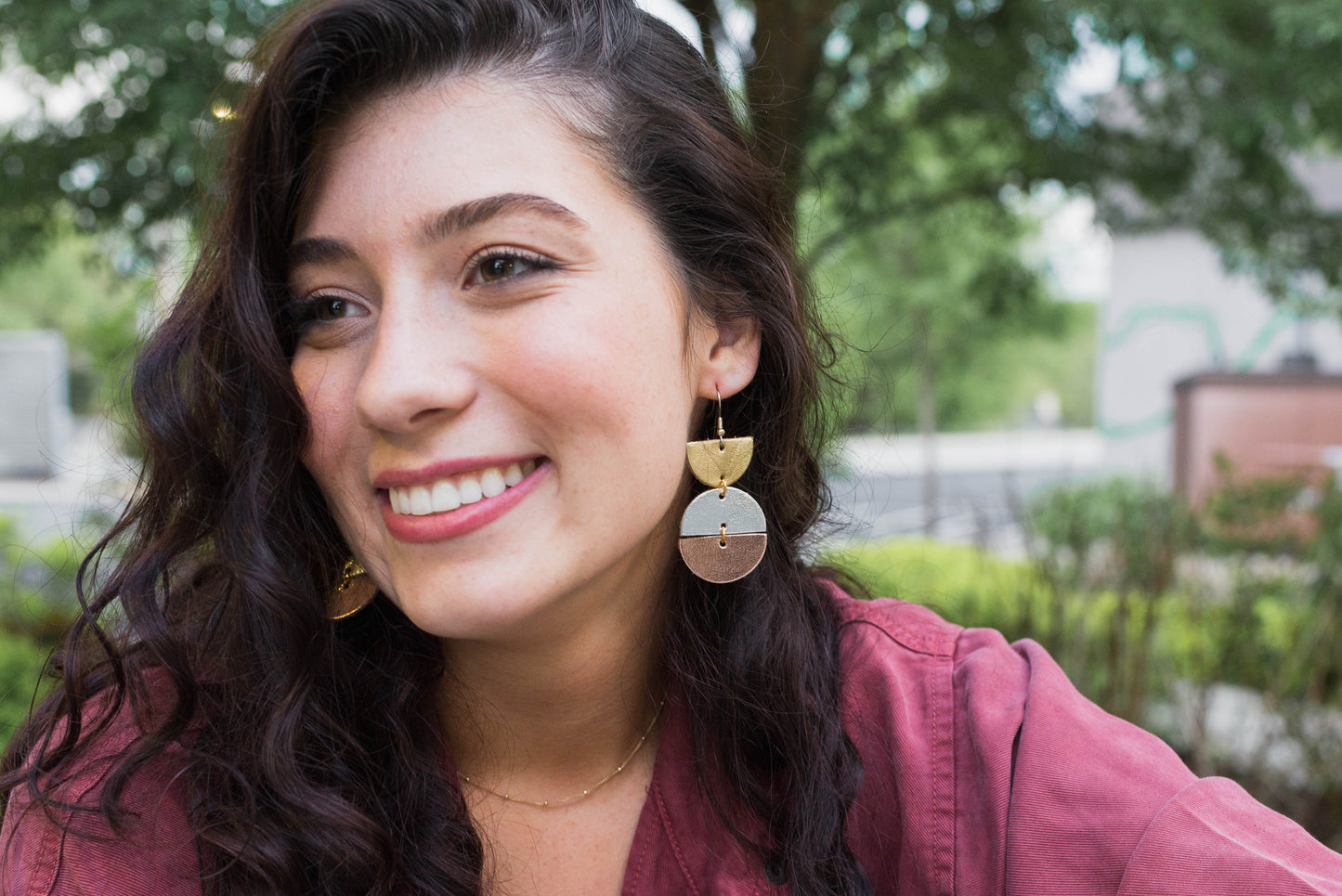 Leather Earrings / Mila / Tri-Metal