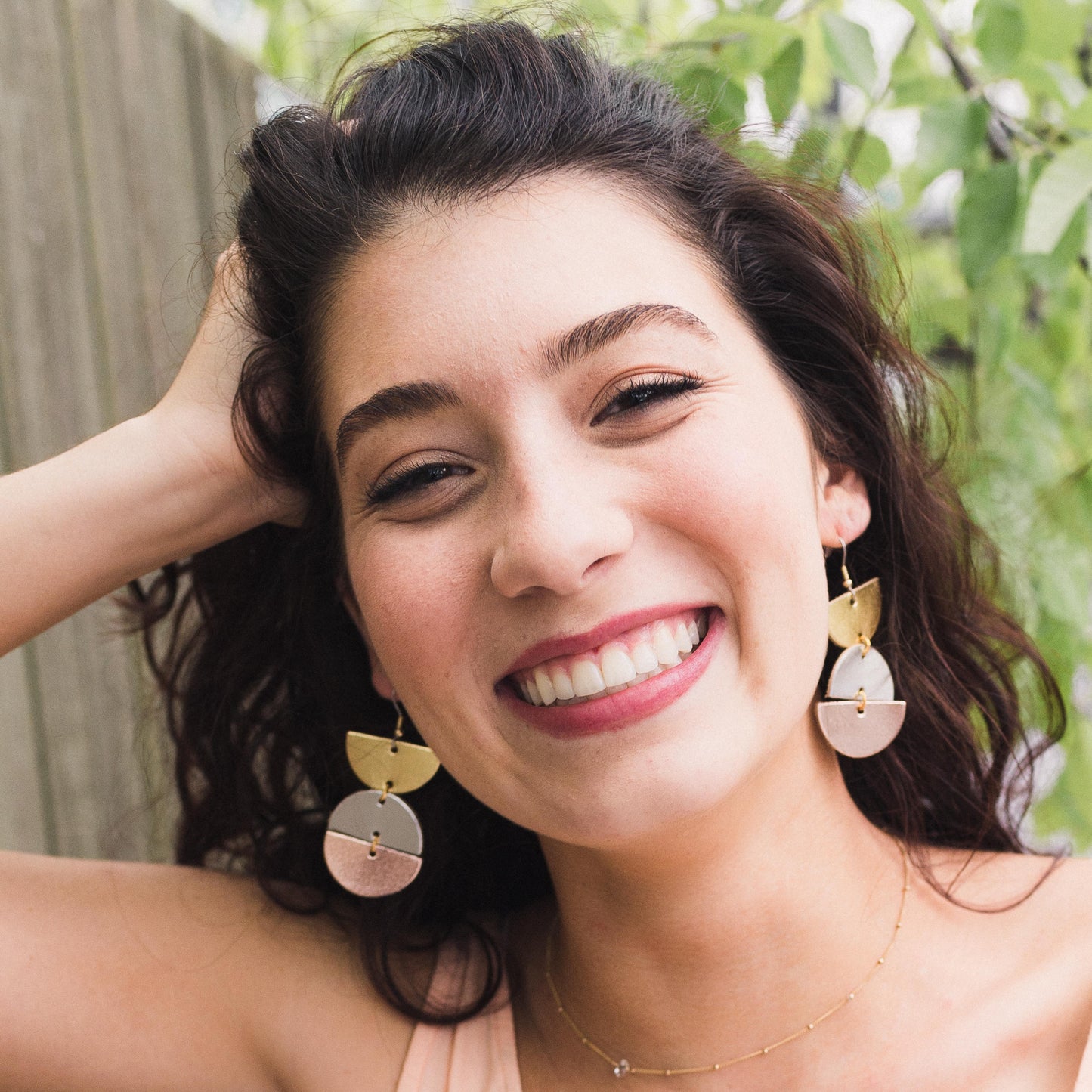 Leather Earrings / Mila / One Line Art Cork