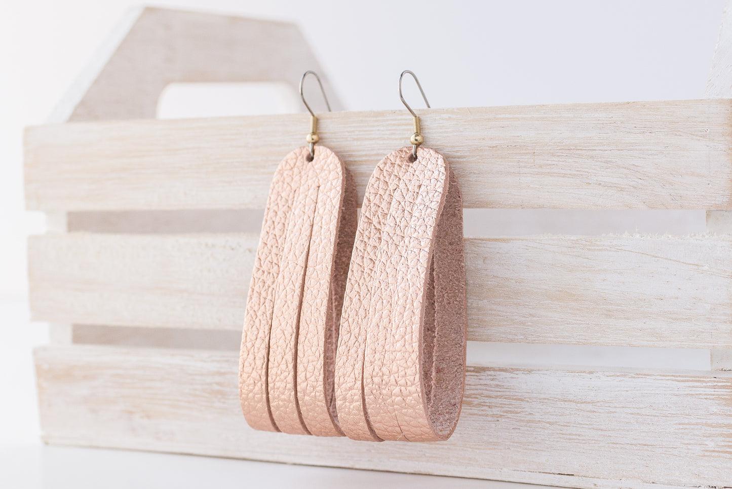 Leather Earrings / Sliced Leather / Soft Copper