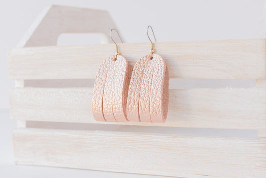 Leather Earrings / Mini Sliced / Soft Copper