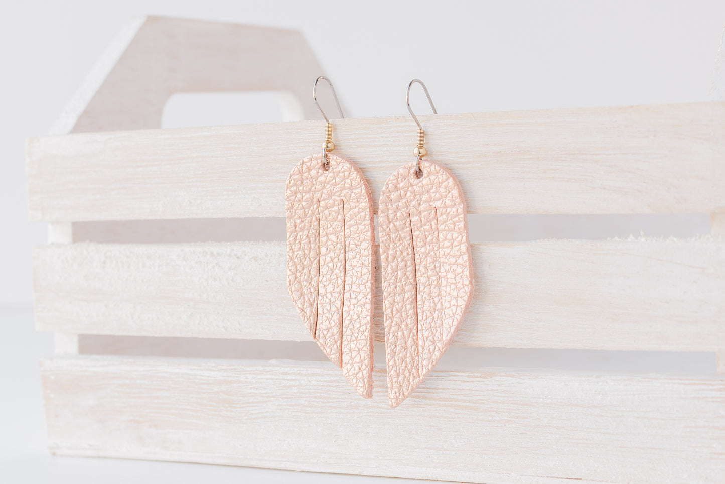 Leather Earrings / Mini Fringe / Soft Copper