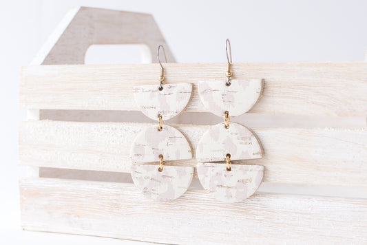 Leather Earrings / Mila / Nude Leopard Cork