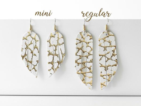 Leather Earrings / Mini Fringe / Metallic Gold