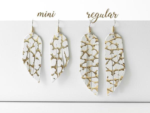 Leather Earrings / Fringe / Metallic Gold