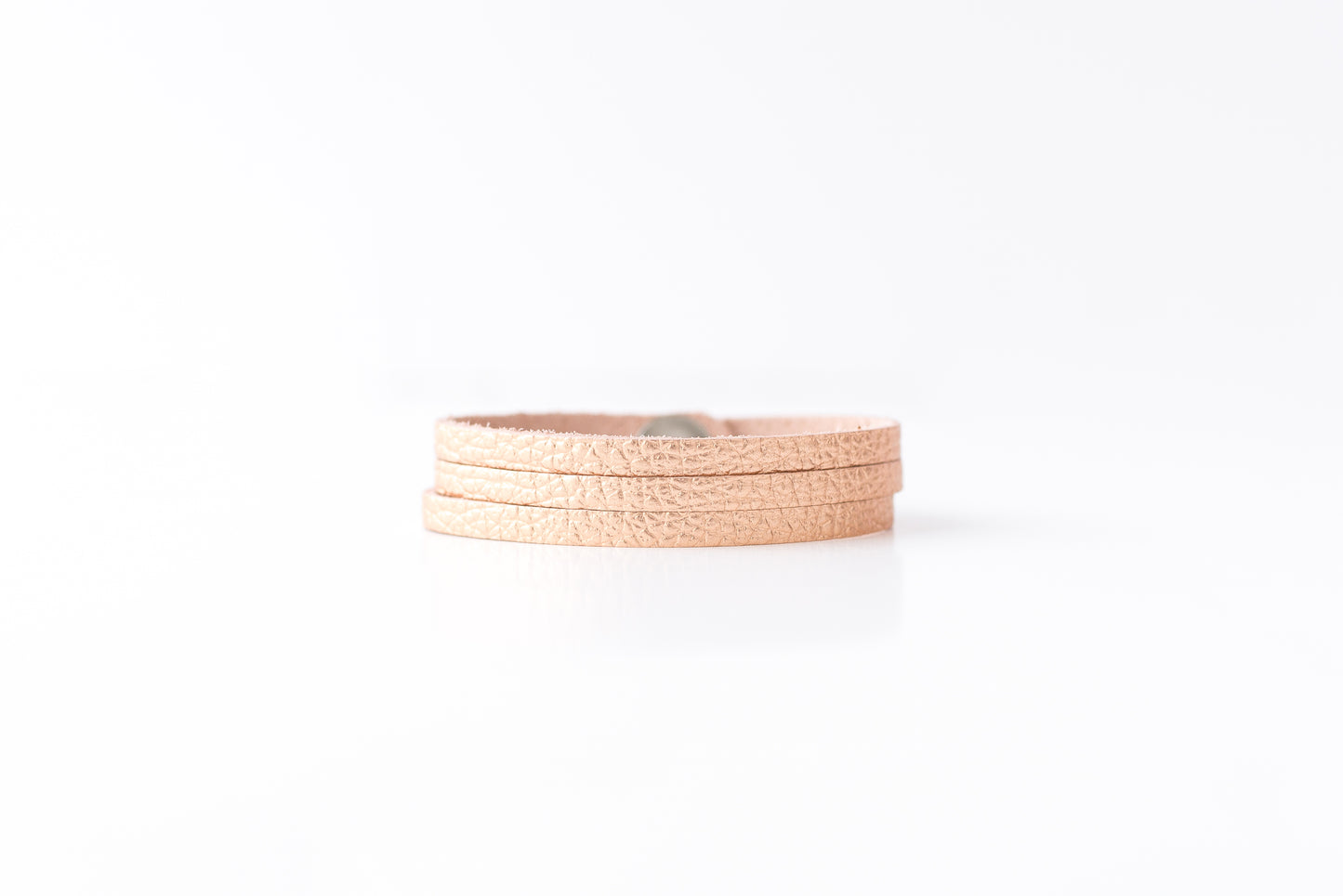 Leather Bracelet / Ultra Skinny Sliced Cuff / Soft Copper