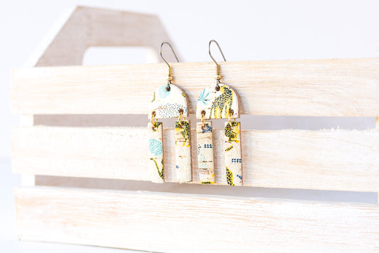 Leather Earrings / Mini Sunrays / Wild Cheetah Cork