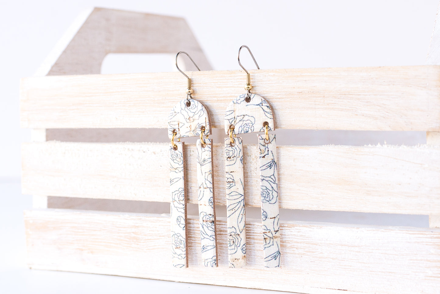 Leather Earrings / Sunrays / Simple Roses Cork