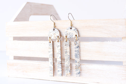 Leather Earrings / Sunrays / Simple Roses Cork