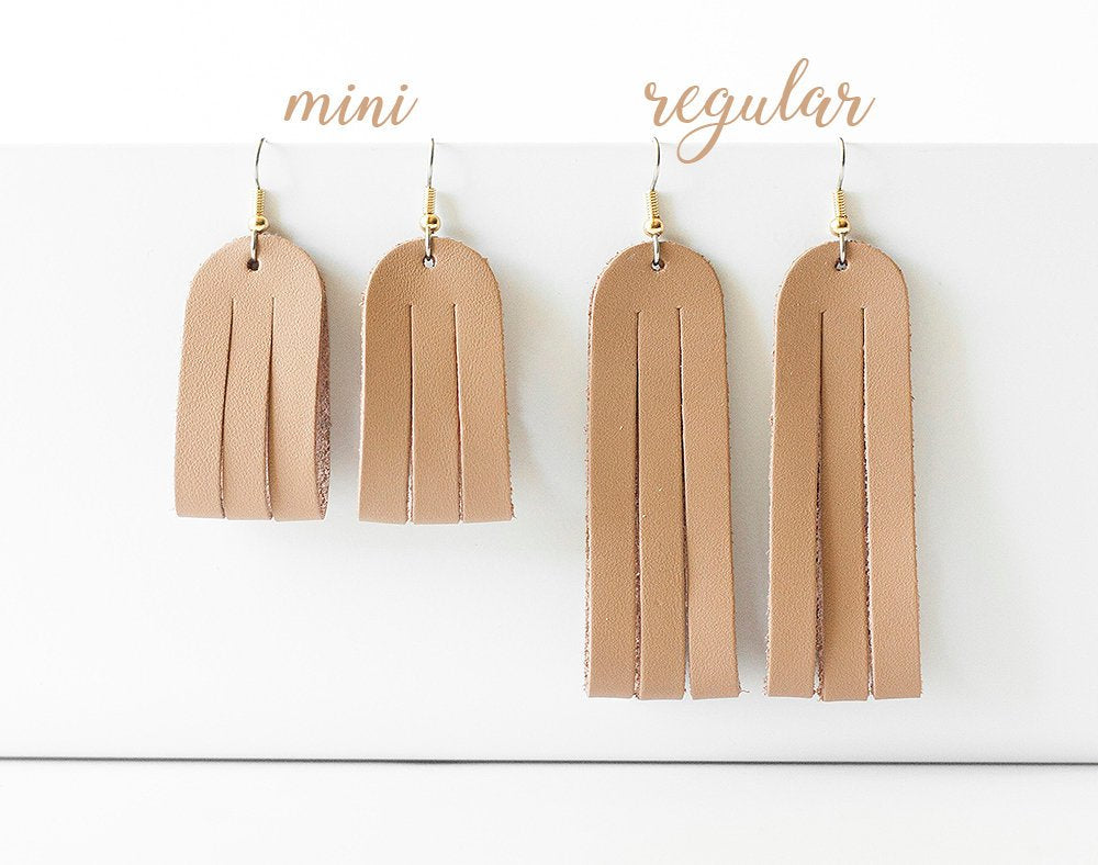 Leather Earrings / Mini Sliced Leather / Green Tea