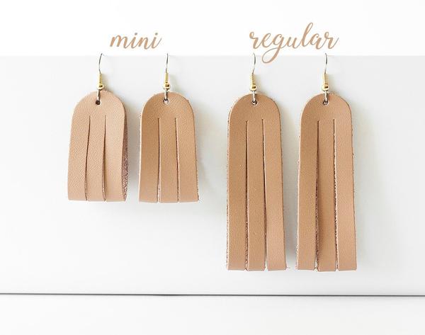 Leather Earrings / Mini Sliced / Metallic Gold